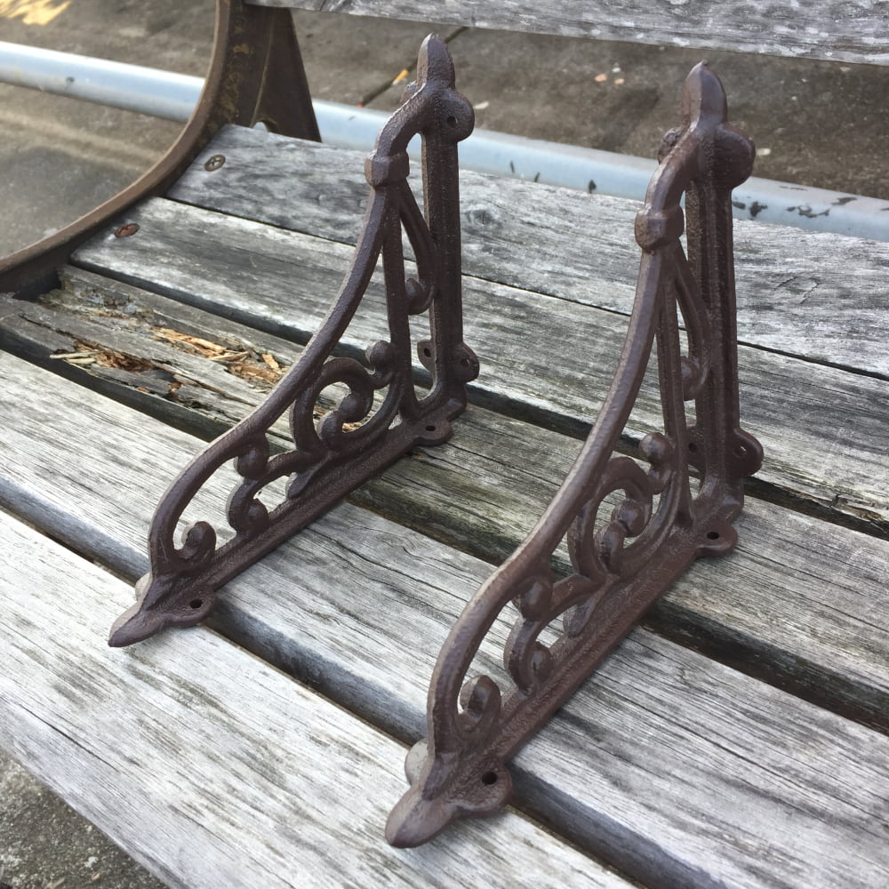 Cast Iron Antique Style Brackets Garden Decor Braces Rustic Shelf Bracket 