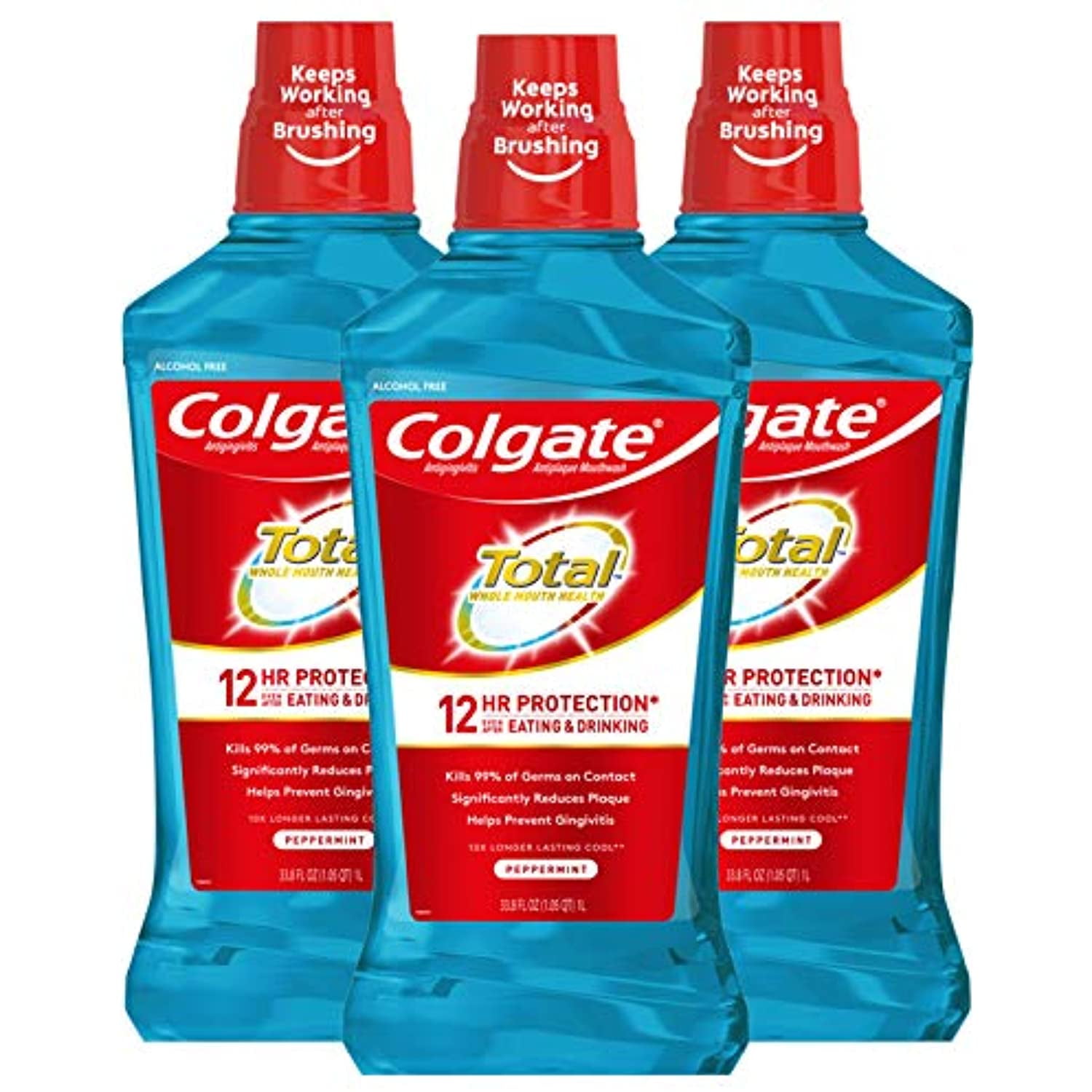 Colgate Total Alcohol Free Mouthwash For Bad Breath, Antibacterial