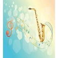 thumbnail image 3 of Music Duvet Cover Set, Colorful Music Notes Vibes from Saxophone Jazz Background Illustration Art Print, Decorative 2 Piece Bedding Set with 1 Pillow Shams, Twin Size, Multicolor, by Ambesonne, 3 of 3