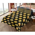 thumbnail image 4 of Ambesonne Emoji Fitted & Top Sheet Set with Shams, Funny Faces Happy Surprised, Black and Yellow, 4 of 5