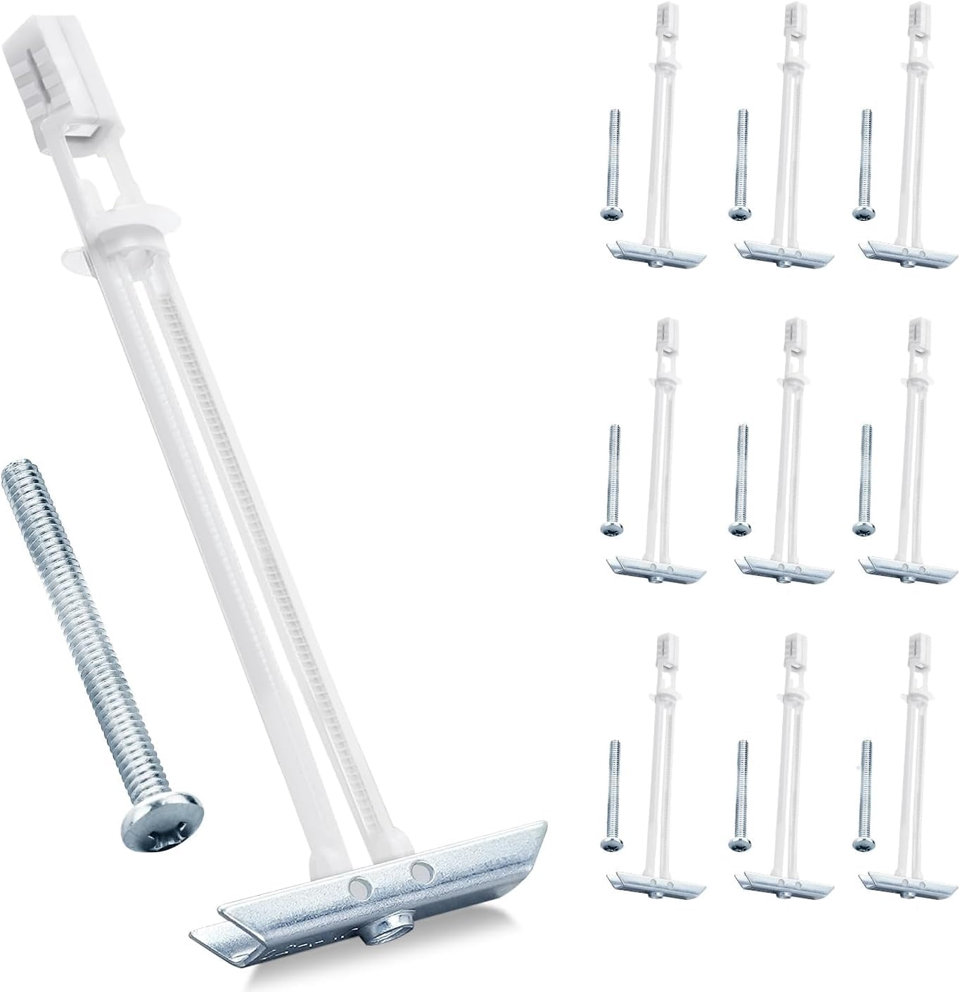 Drywall Anchor with Included Bolts for 3/16”-24, Heavy Duty Hollow Drywall Anchors for TV Mounting Kit, Stainless Steel Hollow Wall Anchors Holds up to 240 lbs Each in 1/2-in Drywall-10 Pack