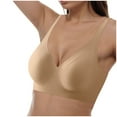 thumbnail image 4 of GEWSEY V Neck Wireless Bras for Women No Underwire Lightly Lift Womens Bras Soft Comfort Seamless Bralettes (Khaki, 32A-32C), 4 of 5