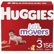 Huggies Little Movers Baby Diapers, Size 3, 156 Ct