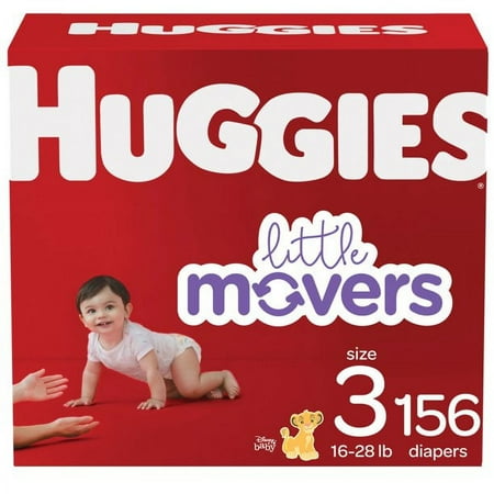 Huggies Little Movers Baby Diapers, Size 3, 156 Ct