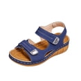 thumbnail image 2 of Xdegoge Wedge Sandals for Women Summer Hook and Loop Straps Metallic Hardware Platform Walking Shoes Open Toe Casual Beach Dressy Footwear Non Slip Sole Ladies Sandals, 2 of 6