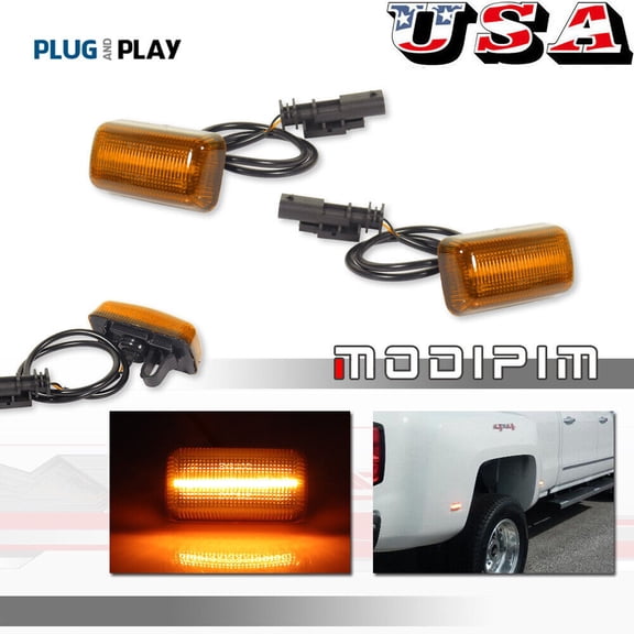 2-Pack Amber Lens LED Side Marker Lighting Kit for 2015  for Chevrolet GMC 2500HD 3500HD -