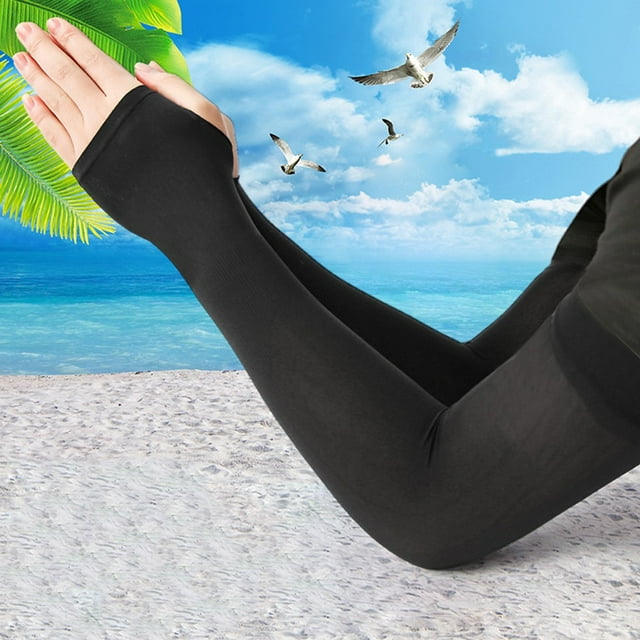 Cycling Driving Ice Silk Sleeve Sunscreen Wrist Sleeves Covers Protection black