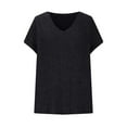 thumbnail image 4 of Miluxas Womens Short Sleeve V Neck Shirts Loose Fit Pullover Summer Tops Casual Business Tunic Blouses Outfits Black L(L), 4 of 5