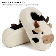Spencer Women's Fuzzy Slippers Cute Animal Cow Plush Slippers Household Indoor Outdoor Slide Slippers Warm House Shoes