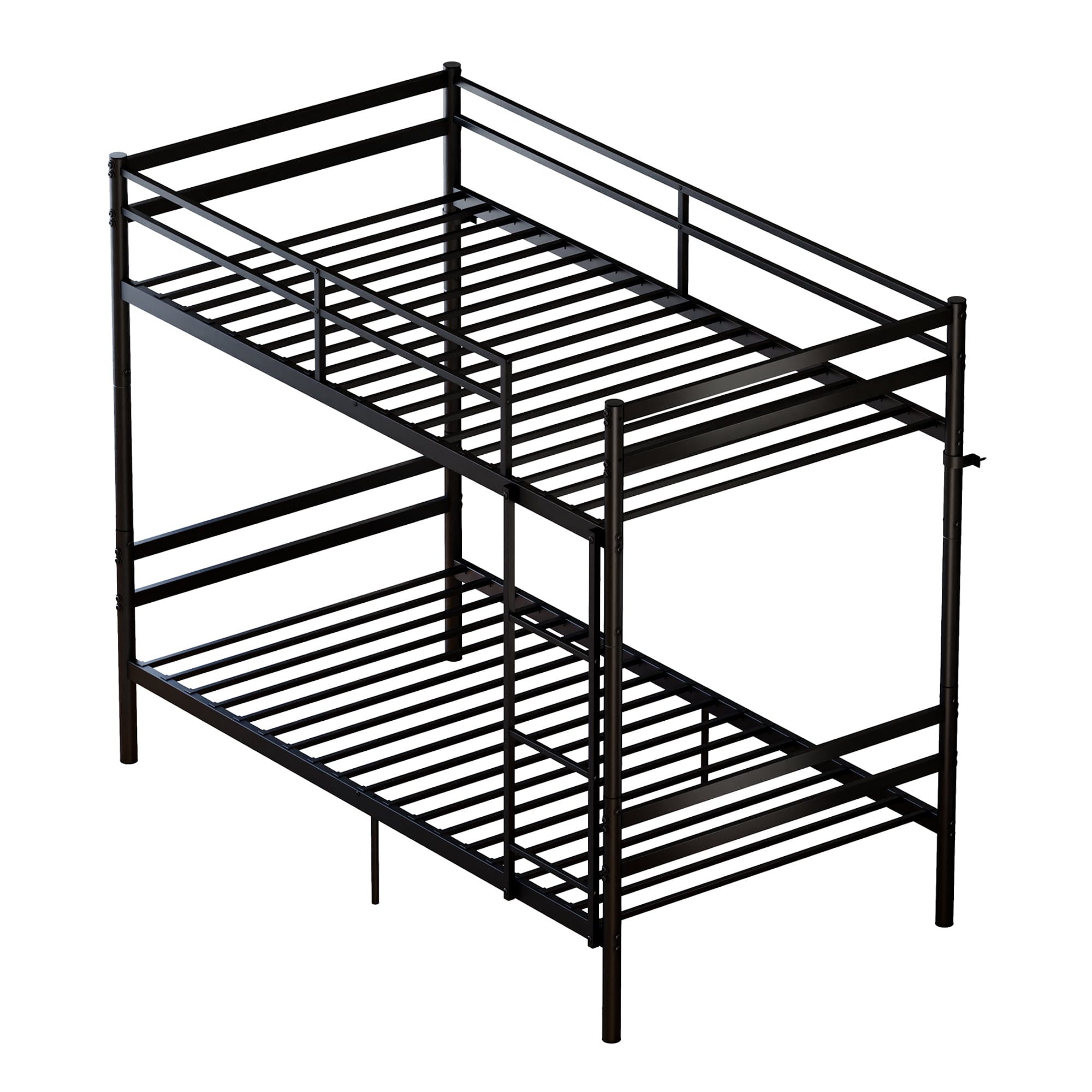 Mintazer Convertible Twin Over Twin Metal Bunk Bed, Separable into 2 Single Twin Beds, Black