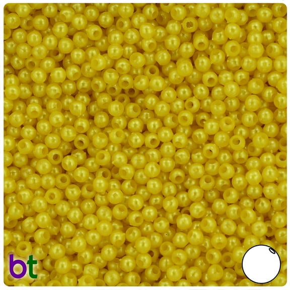 BeadTin Yellow Pearl 4mm Round Plastic Beads (1000pcs)