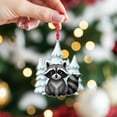 thumbnail image 4 of ViciArt Raccoon Christmas Ornament – Cute Wildlife Holiday Tree Hanging Decoration with Snowy Pines, 4 of 4