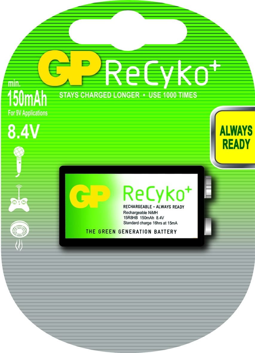 GP ReCyko+ 9V PRE-CHARGED Rechaegeable NIMH BATTERY USE 1000 TIMES