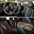 thumbnail image 4 of KUIFORTI Aztec Tribal 14 Pcs Auto Seat Covers Full Set Auto Center Console Armrest Pad Car Headrest Protectors Steering Wheel Cover Elastic Fabrics for Cars Sedans and SUVs, 4 of 7