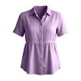thumbnail image 4 of hotojiny Button Down Shirts for Women Lightweight Half Sleeve Linen Cotton Collared Summer Tops Dressy Casual Work Blouses, 4 of 7