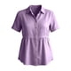 thumbnail image 5 of Craaazy Women's Loose Fit Collared Blouse, Solid Color Short Sleeve Button Down Shirt, Breathable Cotton Linen Casual Top for Daily Wear, Work & Weekend Gifts, 5 of 9
