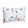 thumbnail image 2 of Bingfone Nautical Lighthouse Sailboat Standard Size Pillowcase, Long Staple Pure Cotton Envelope Closure Pillow Cover,14"X20", 2 of 9
