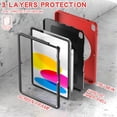 thumbnail image 5 of Kids Friendly Rugged Case for iPad 10th Gen 10.9 Inch 2022, Built-in 360° Rotatable Stand-Hand/Pencil Holder Heavy Duty Protection Cover for iPad 10th Generation, Red, 5 of 10
