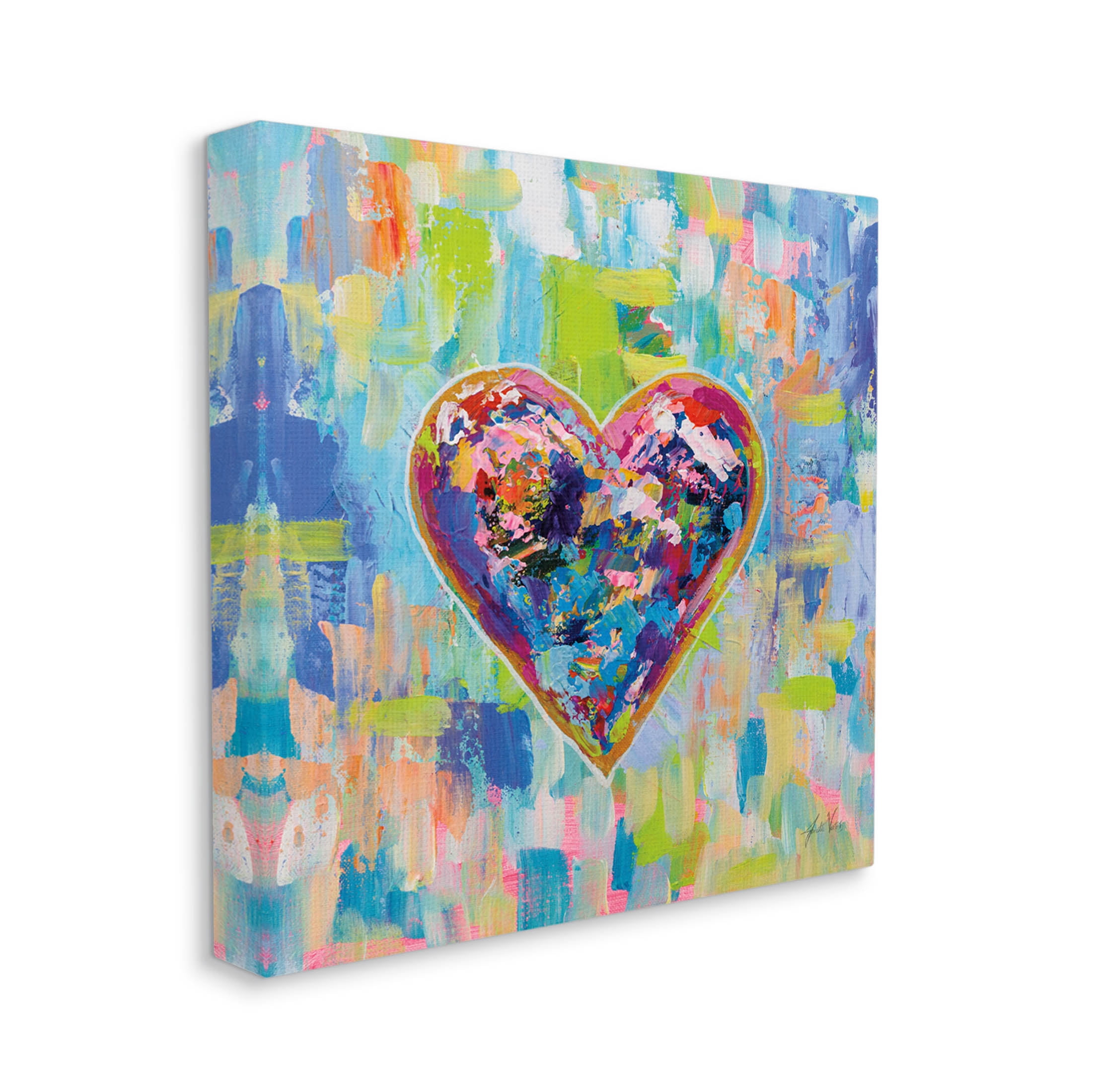 Stupell Industries Contemporary Urban Style Heart Shape Painting Gallery Wrapped Canvas Print Wall Art, Design by Jeanette Vertentes