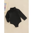 thumbnail image 3 of nvzhuang Infant Baby Spring Romper, Solid Color Long Sleeve Turtleneck High Stretch Jumpsuit for Boys Girls, 3 of 9