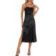 thumbnail image 1 of Vestidos midi de satén con tirantes de espagueti INSPIRE CHIC para el verano de mujeres, vestido de escote cuadrado con cordones y abertura S Negro, 1 of 1