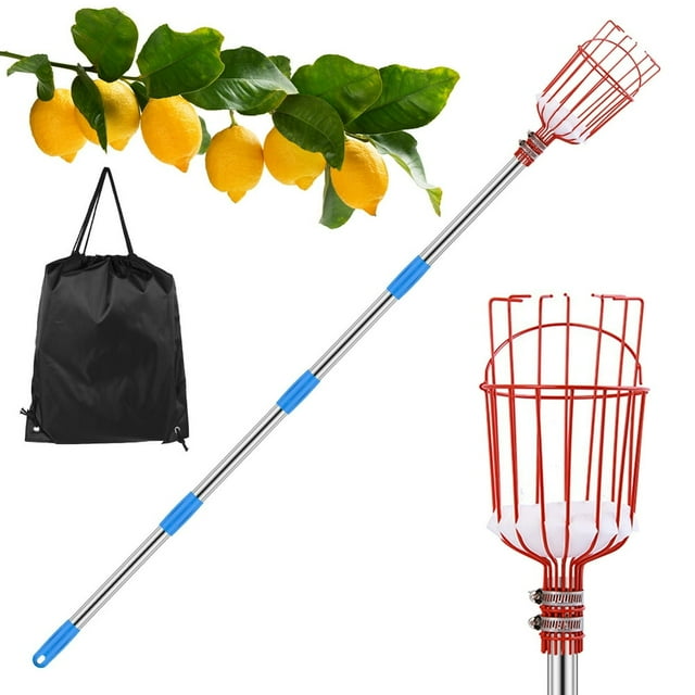 Fruit Picker Stick with Telescoping Pole Durable Stainless Basket Fruit Picking Tool