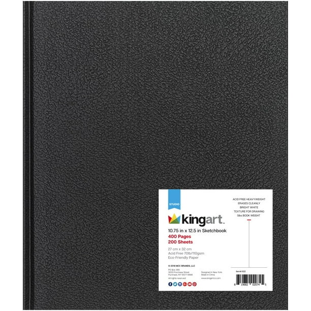 Kingart Hardcover Sketchbook 10.75"X12.5"200 Sheets