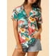 thumbnail image 5 of CAMISAS DE MUJER INSPIRADAS CHIC Hawaianas de Manga Corta con Botones Tropicales Florales L Blancas, 5 of 8