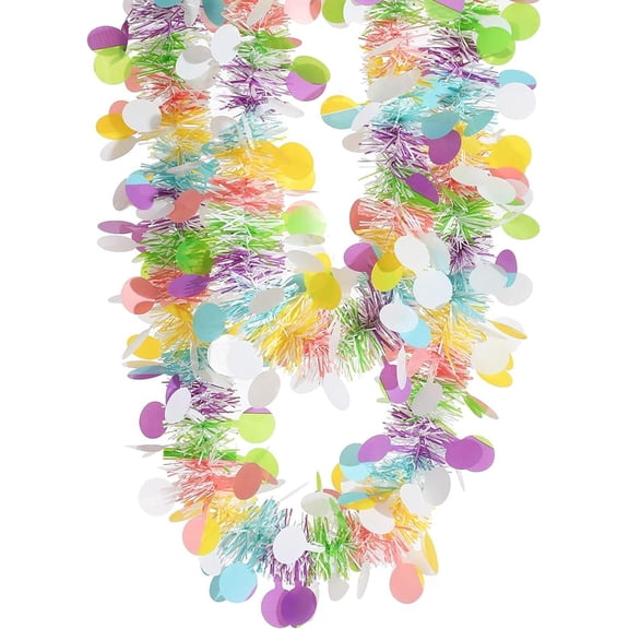 Easter Tinsel Garlands Colorful Fringe Garlands Metallic Festooning Garlands Hanging Tinsel Decoration Garland Hanging Fringe Garland for Party Decorations,78.74 inch.