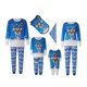 thumbnail image 1 of Pijamas navideños familiares a juego, camiseta de manga larga con estampado de alces y pantalón con estampado de árboles. Ropa de dormir para estar en casa., 1 of 10