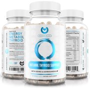 Thyroid Support Supplement with Iodine - Premium Energy, Adrenal, Metabolism, Focus, Weight Loss - Complex Vegetarian Formula with Vitamin B 12, Magnesium, Selenium, Ashwagandha - 60 Vegan
