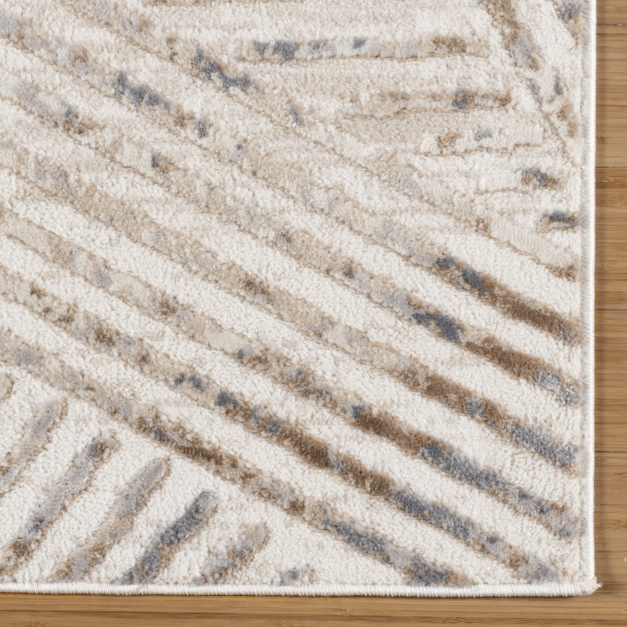 Arlo Takara Modern Abstract Beige Area Rug, 9x13