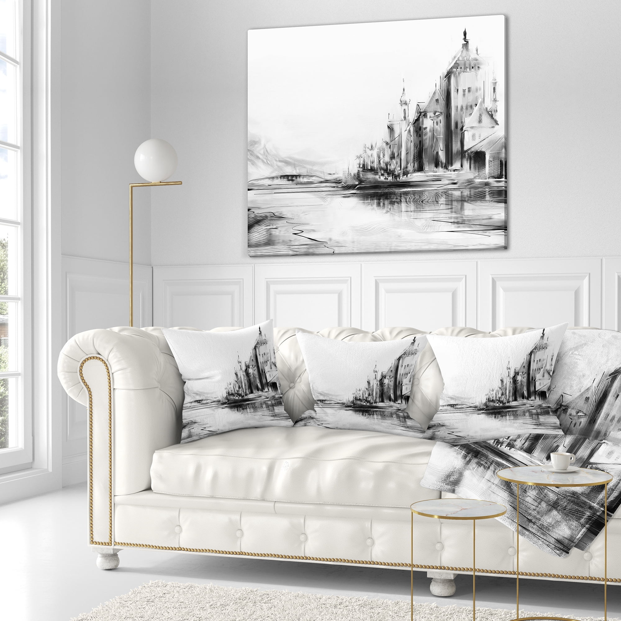 Designart Zurich in Afternoon Sunlight - Cityscape Throw Pillow - 16x16