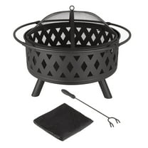 Pure Garden 32-Inch Outdoor Wood Burning Fire Pit with PVC Cover (Black)