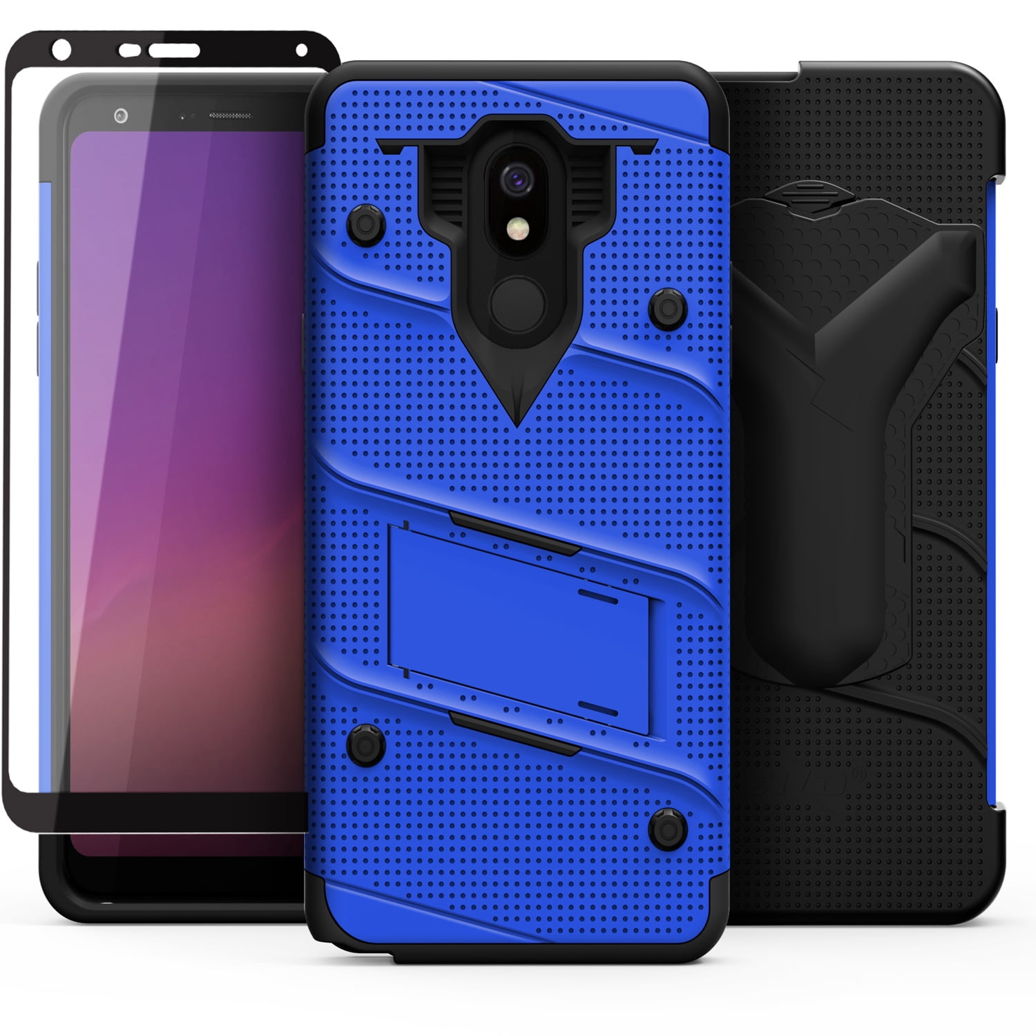 ZIZO BOLT Series for LG Stylo 5 Case Military Grade Drop Tested with Full Glass Screen Protector Holster and Kickstand Blue Black