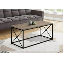 Brown Laminate and Black Metal Coffee Table for Living Room, Contemporary