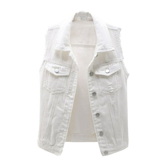 Harpily Women's Slim-Fit Tank, Top Loose Solid Shirt Denim Jacket Sleeveless Denim Vest Women's Color Women's Blouse