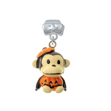 Resin Monkey in Pumpkin Costume - Nurse Hat Charm Bead