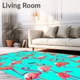 thumbnail image 2 of ODIKA 6'x9' Machine Washable Non-Slip Area Rug, Flamingo Fun Doormat Playful Summer for High Traffic Rug, Blue, 99174, 2 of 5