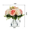 thumbnail image 4 of Enova Home 10 Heads Artificial Silk Rose Flowers in Clear Cylinder Glass Vase with Faux Water (Cream Pink), 4 of 4
