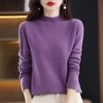 thumbnail image 4 of Suéter de lana sin costuras con cuello semialto para mujer, jersey de cachemira de primera línea confeccionado, 4 of 5