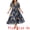 Navy Blue, variant on Plus Size Short Sleeve Square Neck Maxi Floral Dress 3X Hot Pink