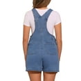 thumbnail image 3 of REFINED ATTIRE Overoles de mezclilla para mujer, tirantes ajustables, shortalls casuales con bolsillos, color azul cielo, 3 of 6