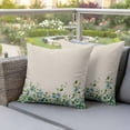 thumbnail image 4 of Spring Blue Flower Pillow Covers 2 Pack Country Watercolor Blue Floral Green Leaf Linen Pillowcase Waterproof Outdoor Throw Pillow Cover for Patio Garden Square Cushion 18”x18”, 4 of 9