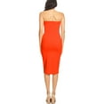 thumbnail image 3 of Women's Elastic Tube Top Strapless Basic Casual Solid Slim Bodycon Midi Dress S-3XL Orange S, 3 of 3