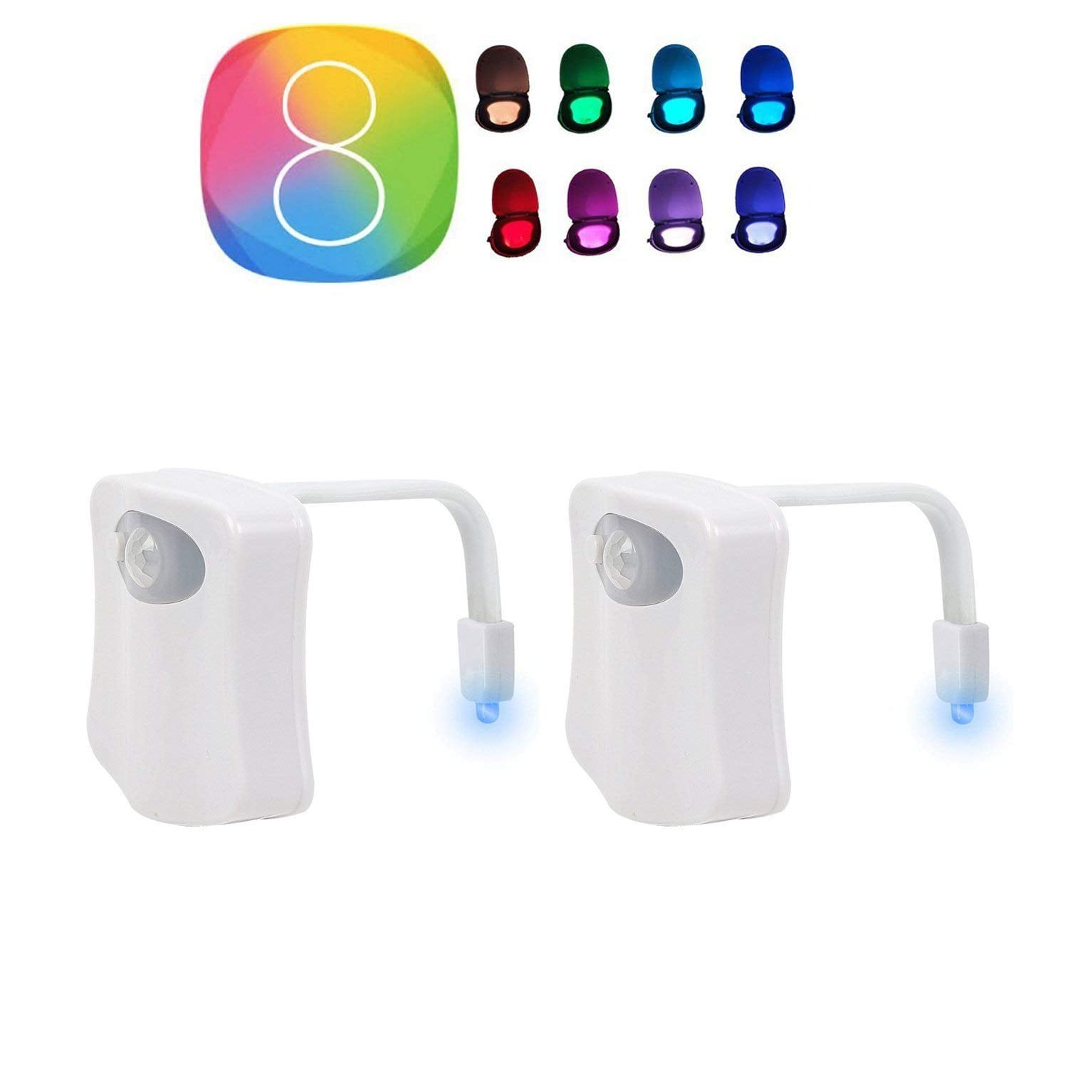 TWO PREMIUM Toilet Lights Sensor Motion Activated Glow Toilet Bowl