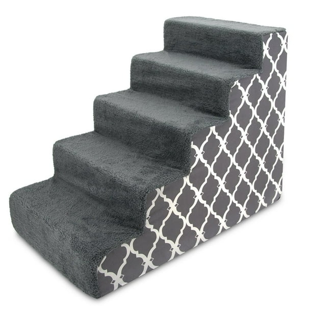 Best Pet Supplies ST255TL 5Step Wide Grey with Lattice Print Pet