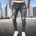 thumbnail image 2 of Fashion Street Style Ripped Skinny Jeans Men Vintage wash Solid Denim Trouser Mens Casual Slim fit pencil denim Pants hot sale, 2 of 7