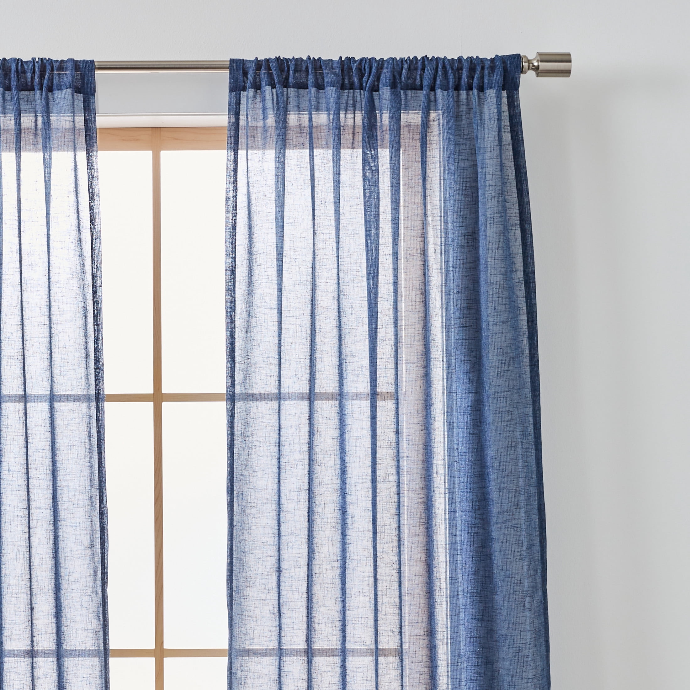 Better Homes & Gardens Specialty Stitch Single Curtain Panel, Washed Indigo, 50" W x 108" L