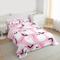 thumbnail image 3 of jejeloiu Horror Bat Queen Comforter Set,Cute Halloween Ghost Bedding Sets,Pink Black Black Bedding Comforter Set For Teens Boys,Super Cozy Room Decor Reversible,3 Pieces, 3 of 8